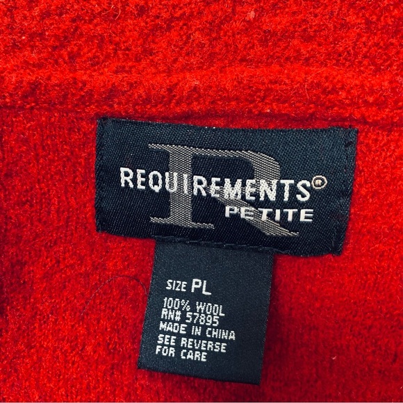 REQUIREMENTS Petite Vintage Boiled Wool Cardigan Sweater, Red Multi Striped - Picture 4 of 4